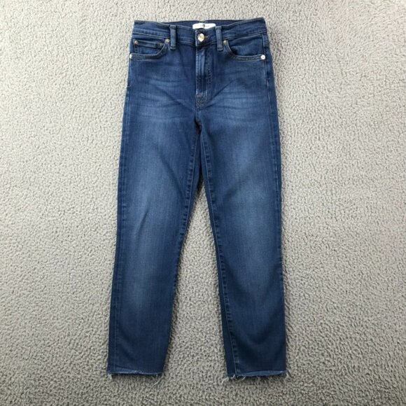 7FAM Womens Size 26 Slim Illusion Raw Hem Cropped Skinny Jeans w/ 23" Inseam - Picture 1 of 16